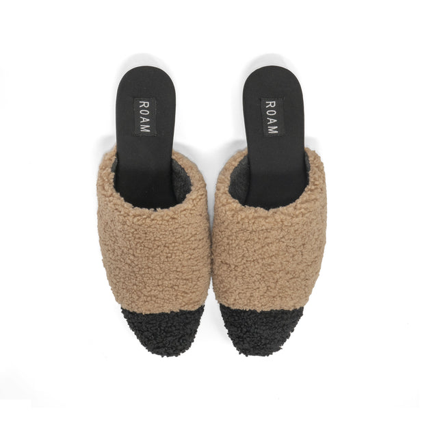 Rowe Tan Platform Fuzzy Slipper