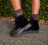 ROAM CLOUD MOTO LACE-UP BOOT BLACK VEGAN LEATHER & SHEARLING