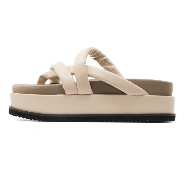ROAM ASYMMETRICAL STACK PLATFORM CREAM VEGAN LEATHER
