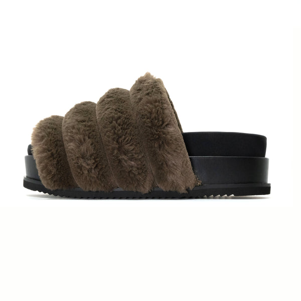 ROAM BUNNY STACK PLATFORM KHAKI FAUX FUR