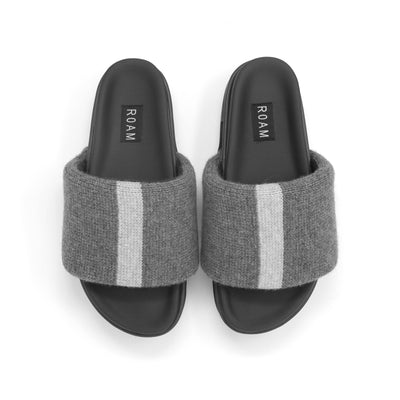 CASH STRIPE STACK CHARCOAL & GREY RECYCLED CASHMERE