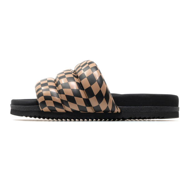 ROAM WAVY CHECK PUFFY BLACK & BEIGE VEGAN LEATHER