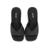 ROAM CHEVY HEEL BLACK RAFFIA