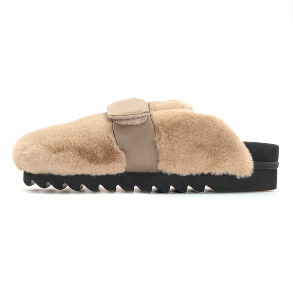 ROAM CLOUD LOAFER MULE BEIGE FAUX FUR