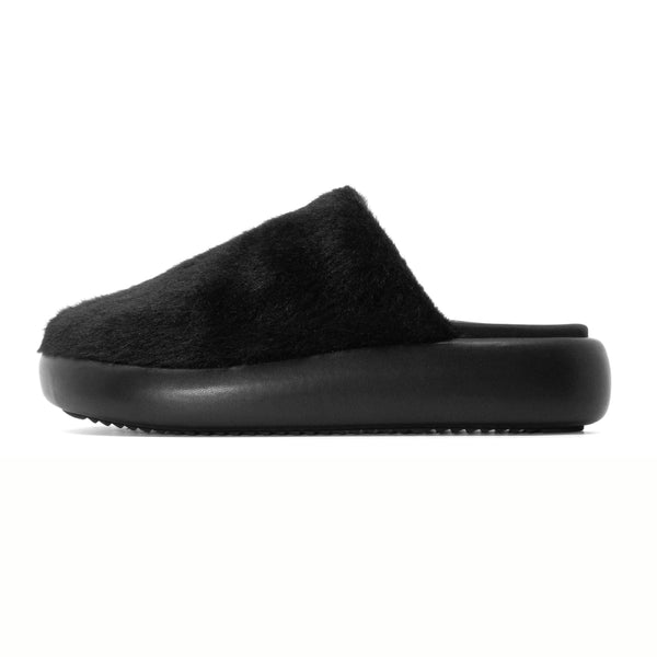 ROAM LONG LUXE CLOUD MAGIC MOON MULE BLACK FAUX FUR