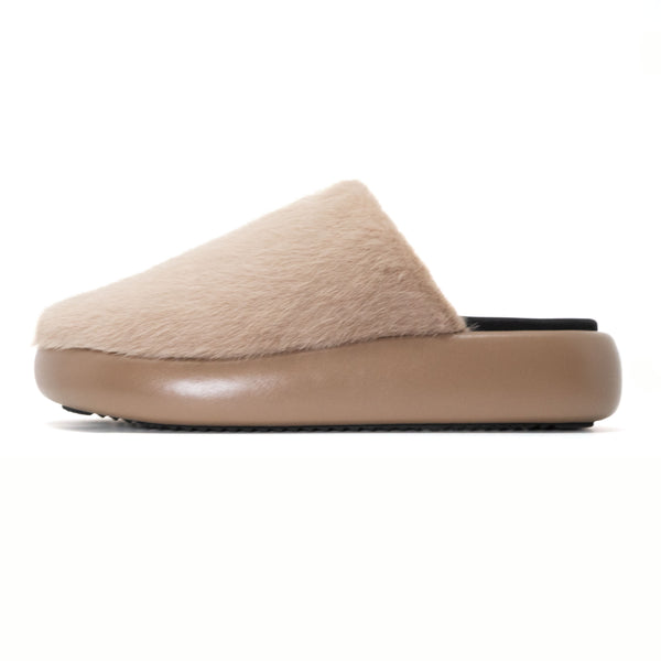 ROAM LONG LUXE CLOUD MAGIC MOON MULE BEIGE FAUX FUR