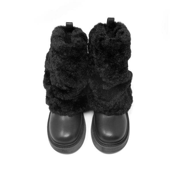 ROAM CLOUD MOTO BOOT BLACK VEGAN LEATHER & SHEARLING