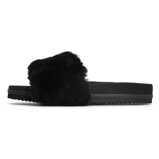 ROAM CLOUD SLIDER BLACK FAUX SHEARLING