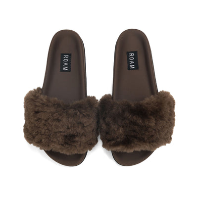 ROAM CLOUD SLIDER TAUPE FAUX SHEARLING