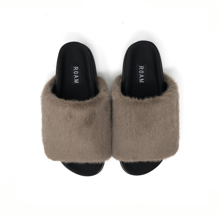 ROAM LONG LUXE CLOUD STACK TAUPE FAUX FUR PLATFORM