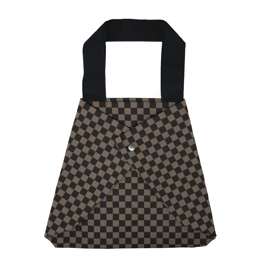 ROAM CHECKERED FOLDY MINI TOTE TAUPE & BLACK – R0AM