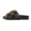 ROAM FUZZY CHECKER SLIDER BLACK & TAUPE FAUX SHEARLING