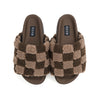 ROAM FUZZY CHECKER STACK CACAO & TAUPE FAUX SHEARLING