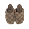 ROAM FUZZY CHECKER CLOG BEIGE & TAUPE FAUX SHEARLING