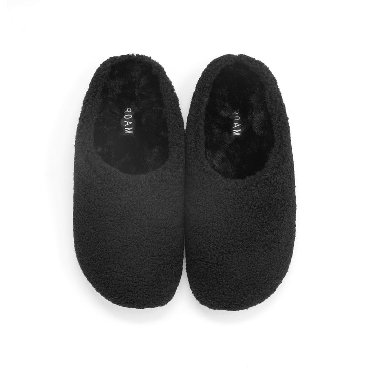 ROAM FUZZY COZY CLOG BLACK FAUX SHEARLING