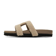 ROAM FUZZY CUFFS SANDAL BONE FAUX SHEARLING