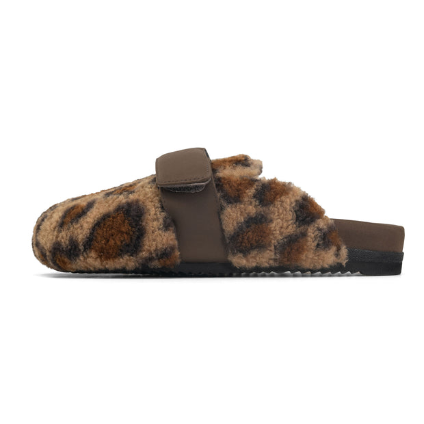 ROAM FUZZY LOAFER MULE NATURAL LEOPARD FAUX SHEARLING