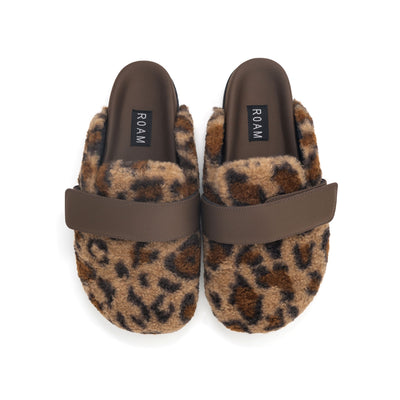 ROAM FUZZY LOAFER MULE NATURAL LEOPARD FAUX SHEARLING