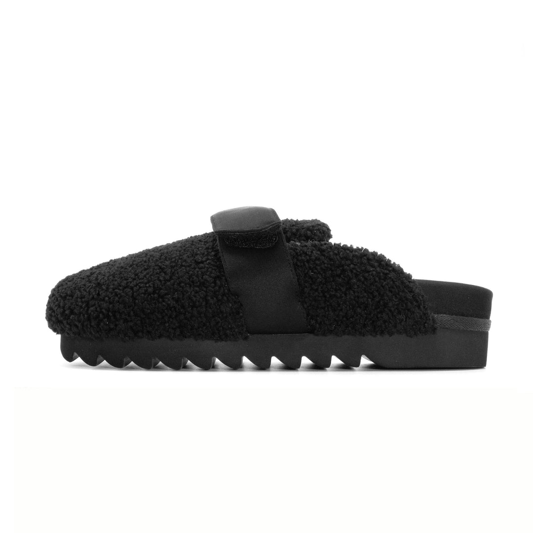 Roam Fuzzy Loafer Mule Black Faux Shearling 8
