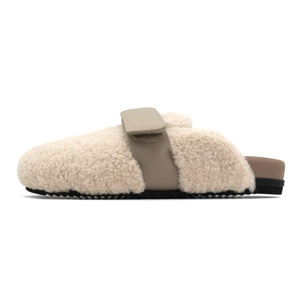 ROAM FUZZY LOAFER MULE BONE FAUX SHEARLING