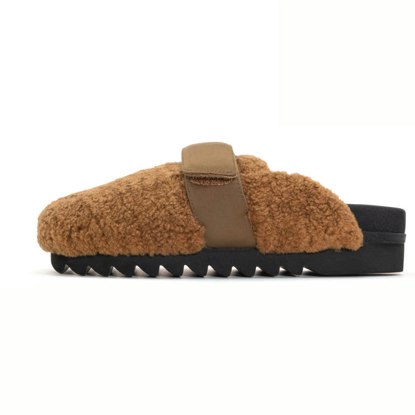 ROAM FUZZY LOAFER MULE COGNAC FAUX SHEARLING