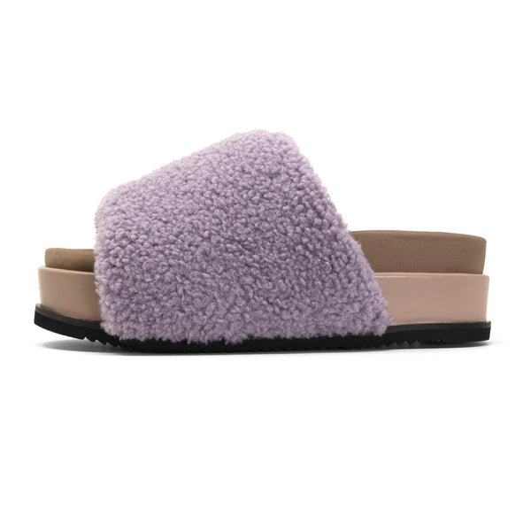 ROAM FUZZY STACK PLATFORM LAVENDER FAUX SHEARLING
