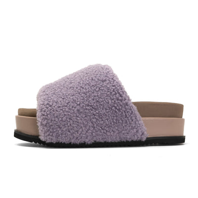 ROAM FUZZY STACK PLATFORM LAVENDER FAUX SHEARLING