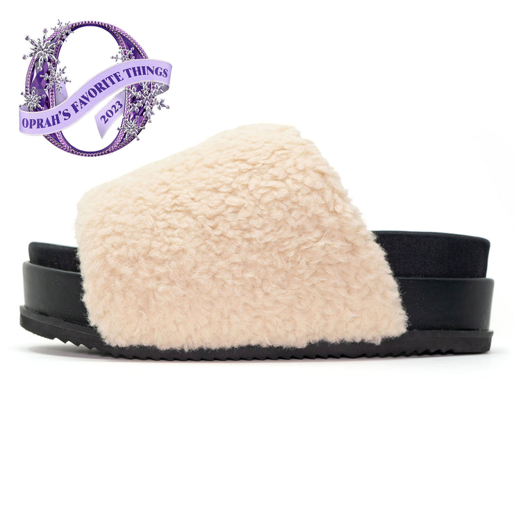 ROAM FUZZY STACK PLATFORM NUDE FAUX SHEARLING