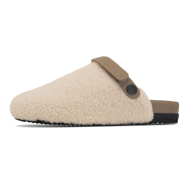 ROAM FUZZY STRAP CLOG NATURAL FAUX SHEARLING