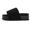 ROAM FUZZY STRIPE STACK PLATFORM BLACK & BEIGE FAUX SHEARLING