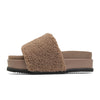 FUZZY STRIPE STACK PLATFORM TAUPE & BEIGE FAUX SHEARLING