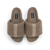 FUZZY STRIPE STACK PLATFORM TAUPE & BEIGE FAUX SHEARLING