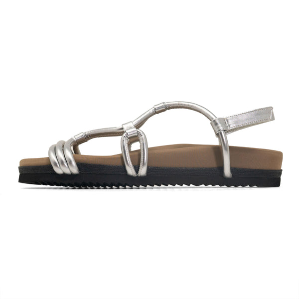 ROAM LINKY SANDALS SILVER VEGAN LEATHER