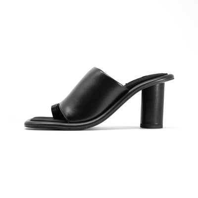 ROAM PEEK TOE SANDAL BLACK VEGAN LEATHER