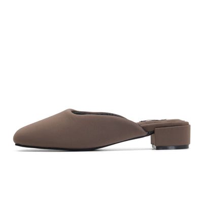 ROAM PUFFED MULE SQUARE HEEL TAUPE NEOPRENE