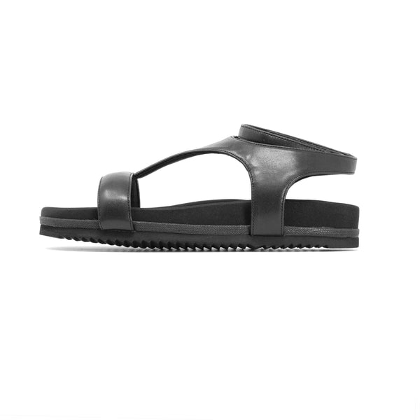 ROAM PUFFED T WRAP SANDAL BLACK VEGAN LEATHER