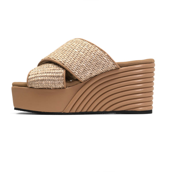 ROAM MID STRATA SQUARE WEDGE NATURAL RAFFIA