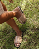 ROAM STRIPE SLIDER BEIGE & NUDE VEGAN LEATHER