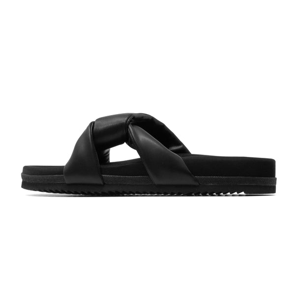 ROAM SIDE SLIP SANDAL BLACK VEGAN LEATHER