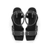 ROAM STRAPPY MID STRATA WEDGE BLACK VEGAN LEATHER