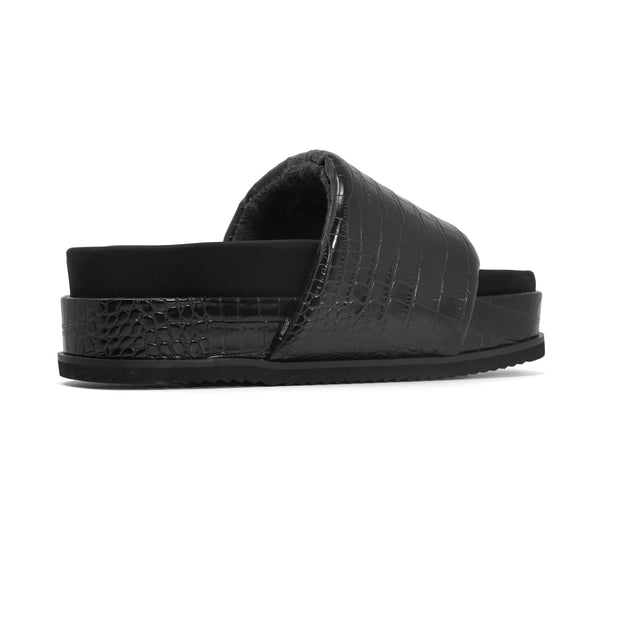 ROAM STRIPED CROCY STACK BLACK & CHARCOAL VEGAN LEATHER