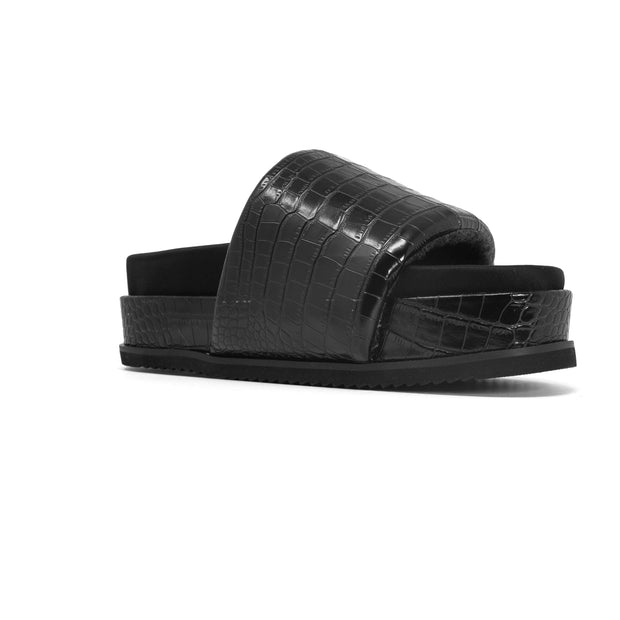 ROAM STRIPED CROCY STACK BLACK & CHARCOAL VEGAN LEATHER