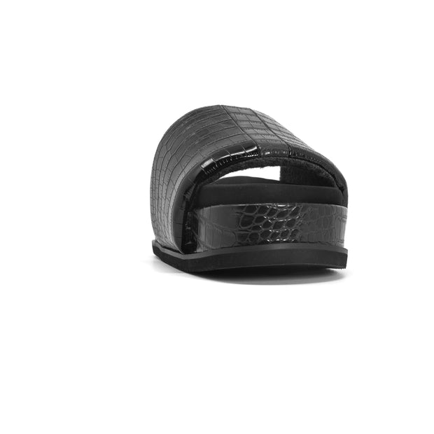 ROAM STRIPED CROCY STACK BLACK & CHARCOAL VEGAN LEATHER