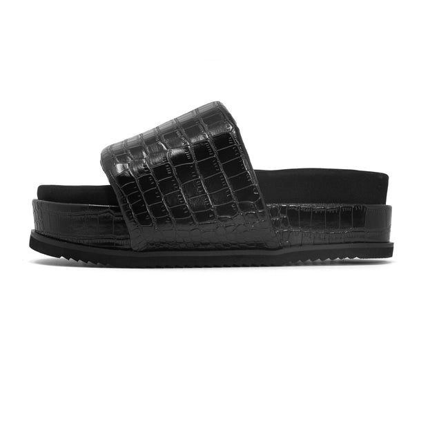 ROAM STRIPED CROCY STACK BLACK & CHARCOAL VEGAN LEATHER