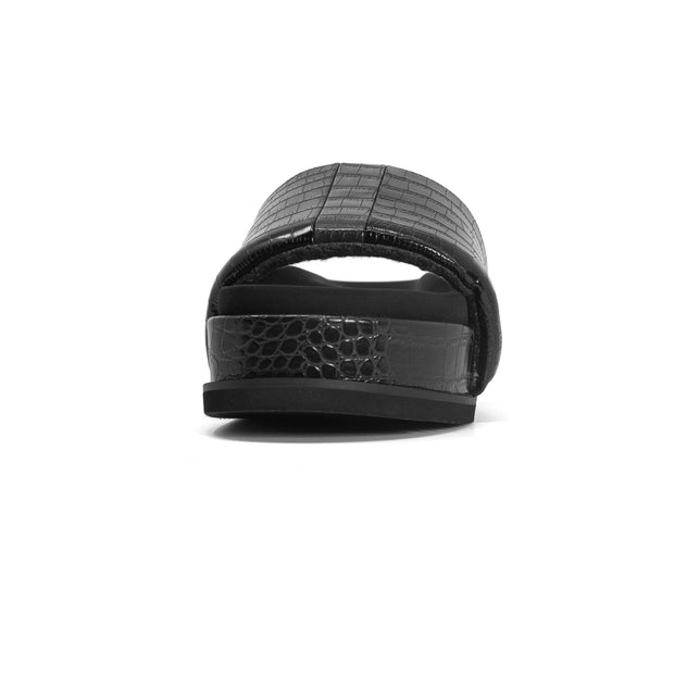 ROAM STRIPED CROCY STACK BLACK & CHARCOAL VEGAN LEATHER