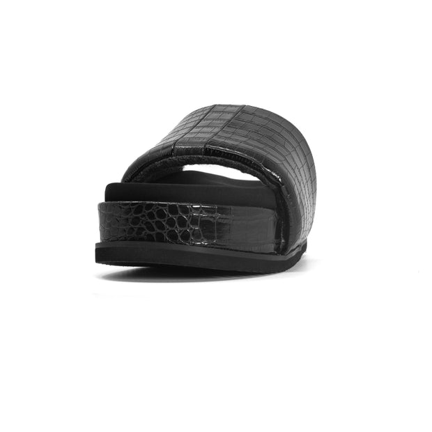 ROAM STRIPED CROCY STACK BLACK & CHARCOAL VEGAN LEATHER