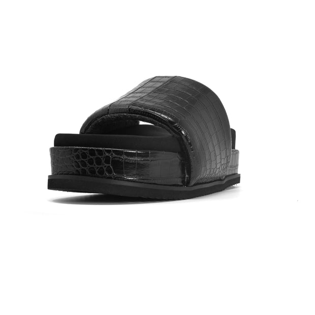 ROAM STRIPED CROCY STACK BLACK & CHARCOAL VEGAN LEATHER