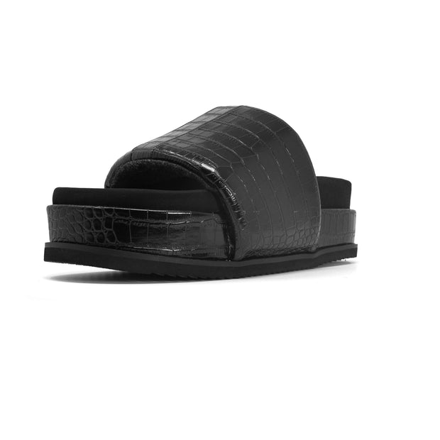 ROAM STRIPED CROCY STACK BLACK & CHARCOAL VEGAN LEATHER
