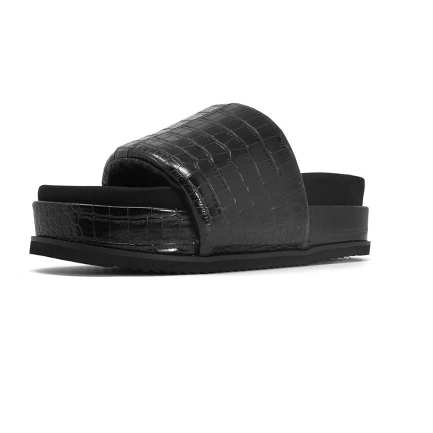 ROAM STRIPED CROCY STACK BLACK & CHARCOAL VEGAN LEATHER