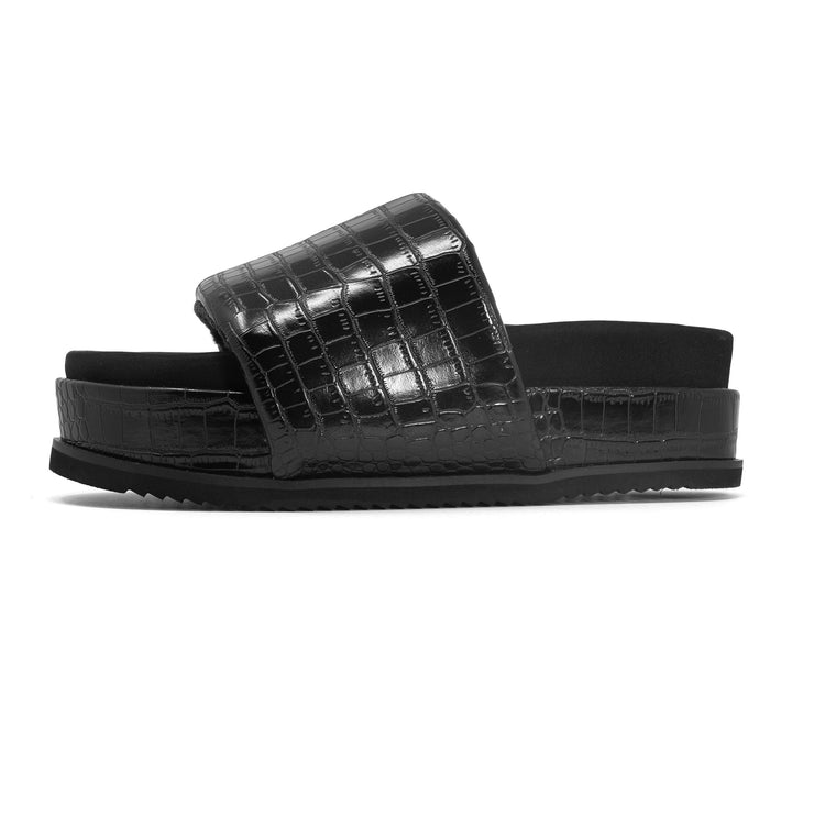 ROAM STRIPED CROCY STACK BLACK & CHARCOAL VEGAN LEATHER